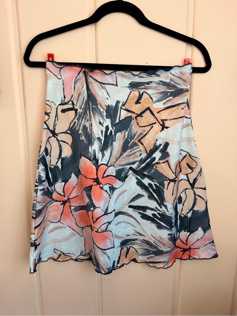 Haystacks reversible Floral A-Line Skirt in Coral, Pale Blue & Navy SzS